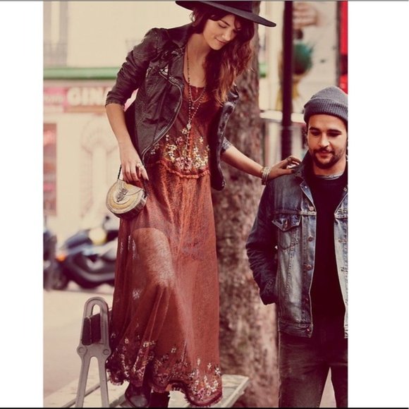 ISO Free People Cross Stitch My Heart Maxi Slip Dress - Picture 1 of 2